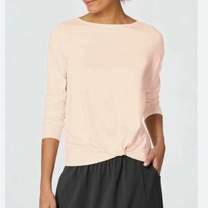Pure Jill Pink Long Sleeve Round Neck Twist Waist Top Size XL NWT